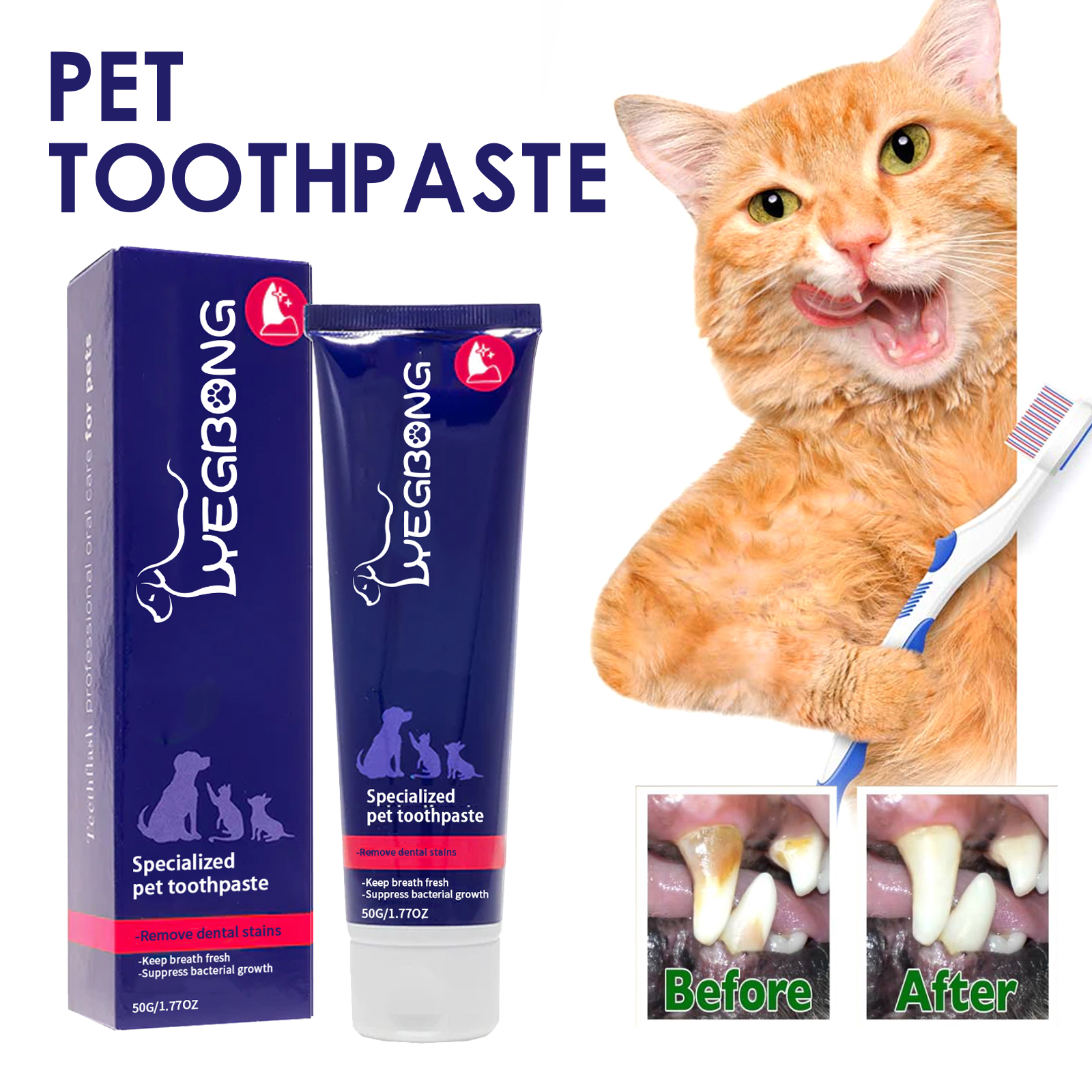Teeth Whitening And Stain Removal - Pet Toothpaste Reduce Tartar Remove Dental