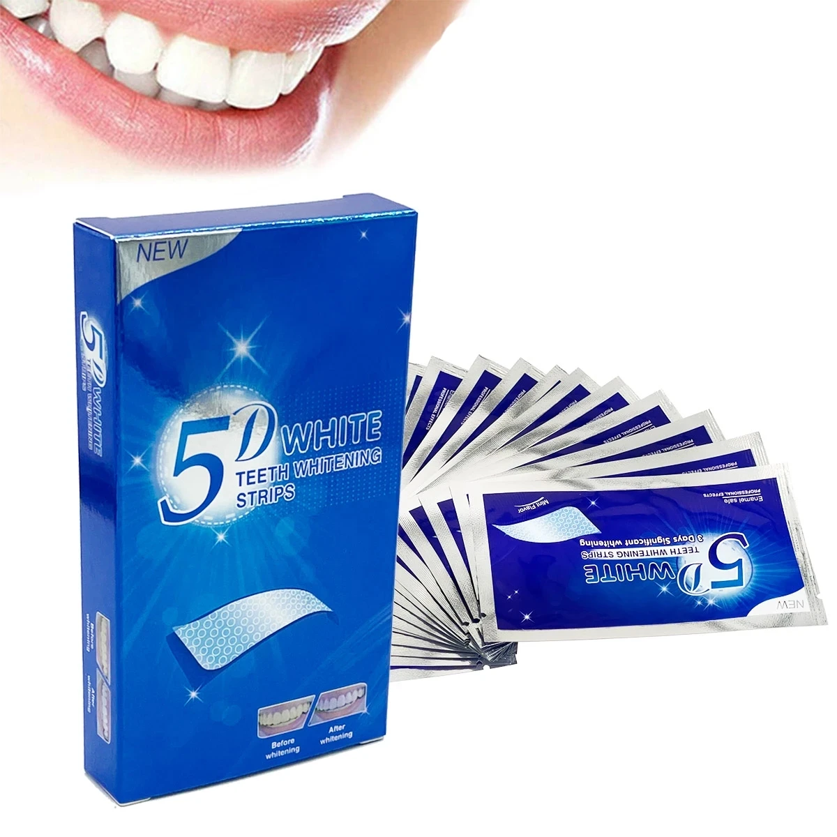 5D White Teeth Whitening Strip - Teeth Whitening Effects ulasan dan harga