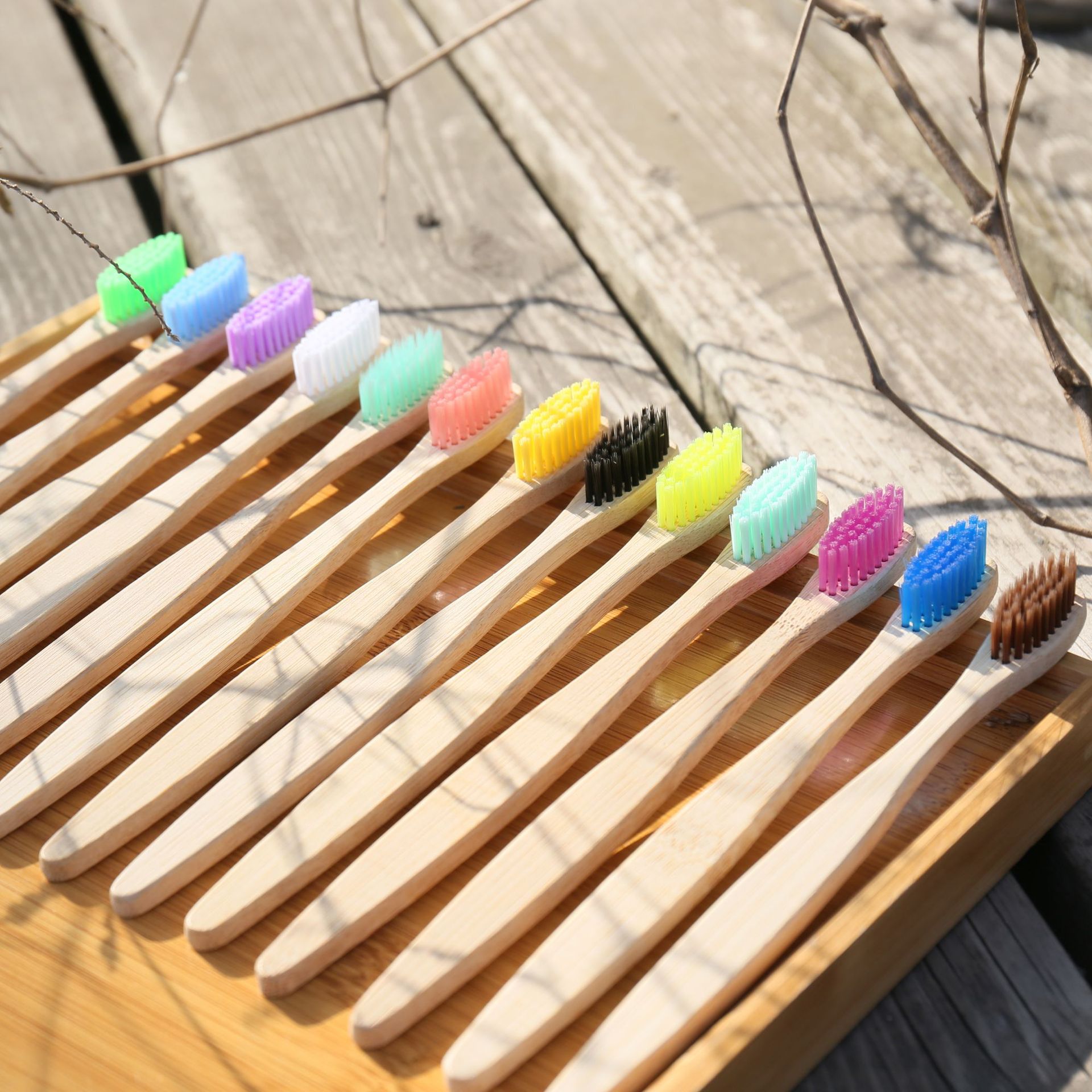 100PCS Colorful Natural Bamboo - Teeth Whitening Logo ulasan dan harga